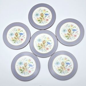 Aynsley Wild Tudor Coaster Set of 6 – England Floral Acrylic Cork Back